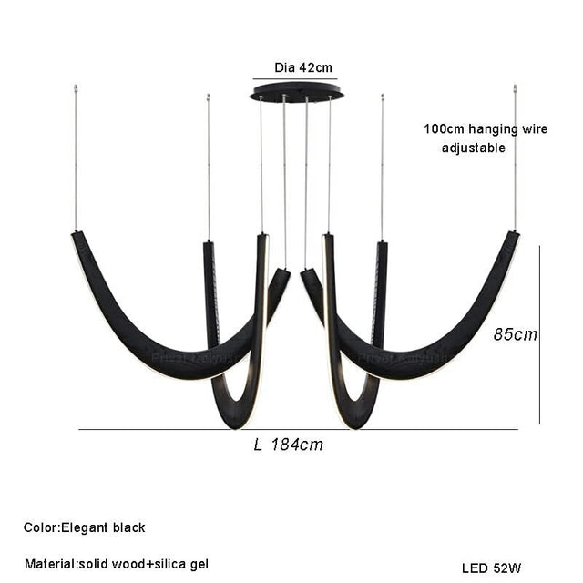 Solid Oak Wood Loops Chandelier - Handcrafted Beauty-ChandeliersDecor.com