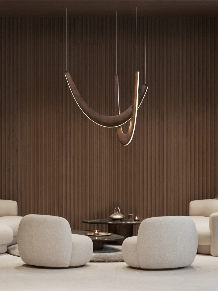 ChandeliersDecor.com-Chandeliers-Solid Oak Wood Loops Chandelier - Handcrafted Beauty