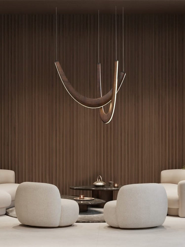 Solid Oak Wood Loops Chandelier - Handcrafted Beauty-ChandeliersDecor.com