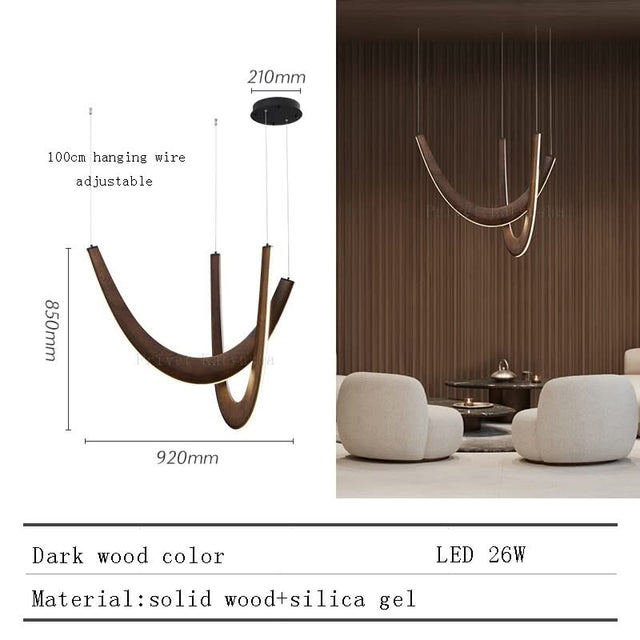 Solid Oak Wood Loops Chandelier - Handcrafted Beauty-ChandeliersDecor.com