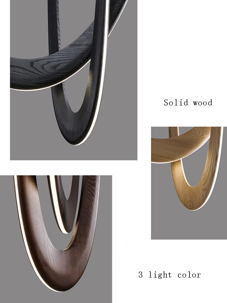 Solid Oak Wood Loops Chandelier - Handcrafted Beauty-ChandeliersDecor.com