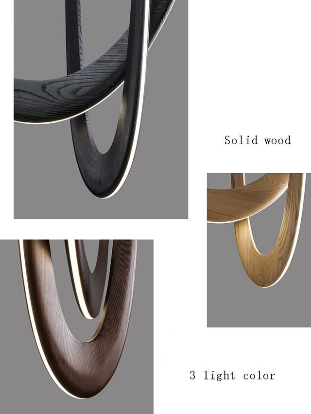 Solid Oak Wood Loops Chandelier - Handcrafted Beauty-ChandeliersDecor.com