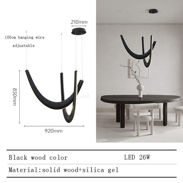 Solid Oak Wood Loops Chandelier - Handcrafted Beauty-ChandeliersDecor.com