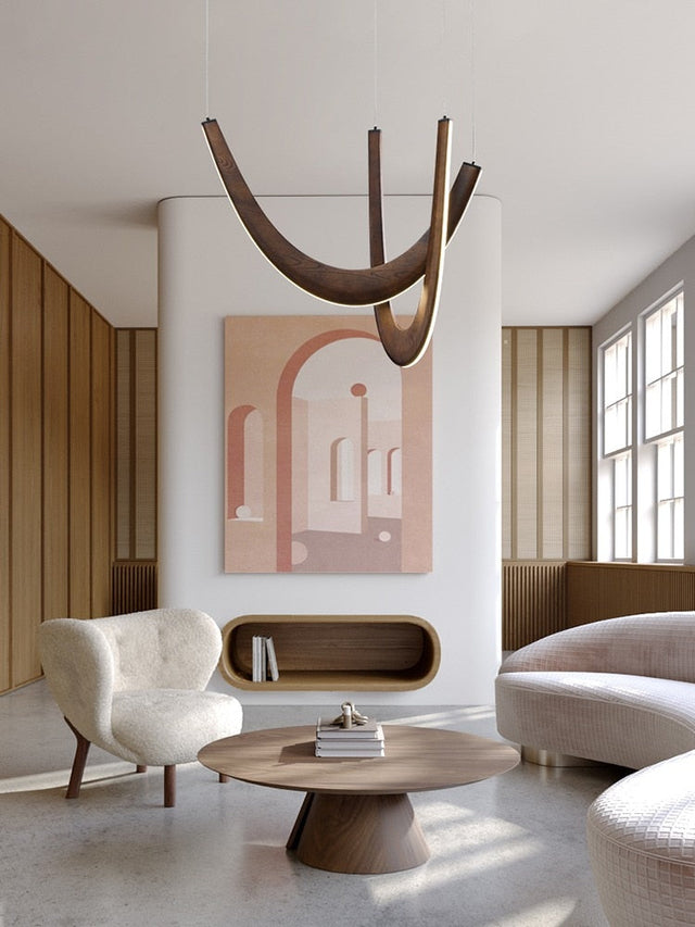 ChandeliersDecor.com-Chandeliers-Solid Oak Wood Loops Chandelier - Handcrafted Beauty