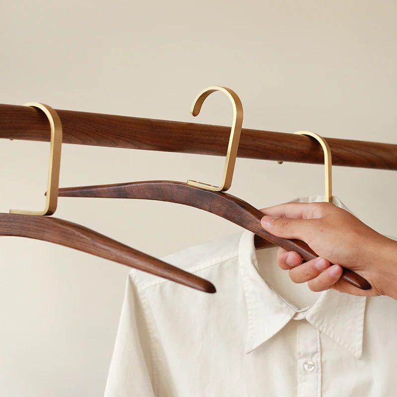 ChandeliersDecor.com-Drying Racks & Hangers-Solid Walnut Wood & Brass High-grade Hangers