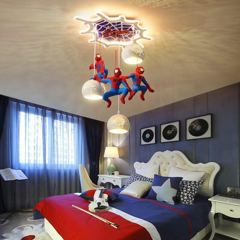 ChandeliersDecor.com-Kids Room Nursery Lighting-Spiderman Pendant Light - Art Deco Lighting for Kids Room