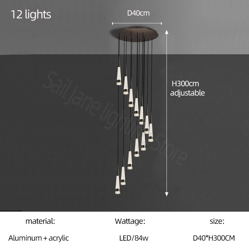 ChandeliersDecor.com-Staircase Chandelier-Spiral Cones: Staircase Chandelier - Elegant Lighting