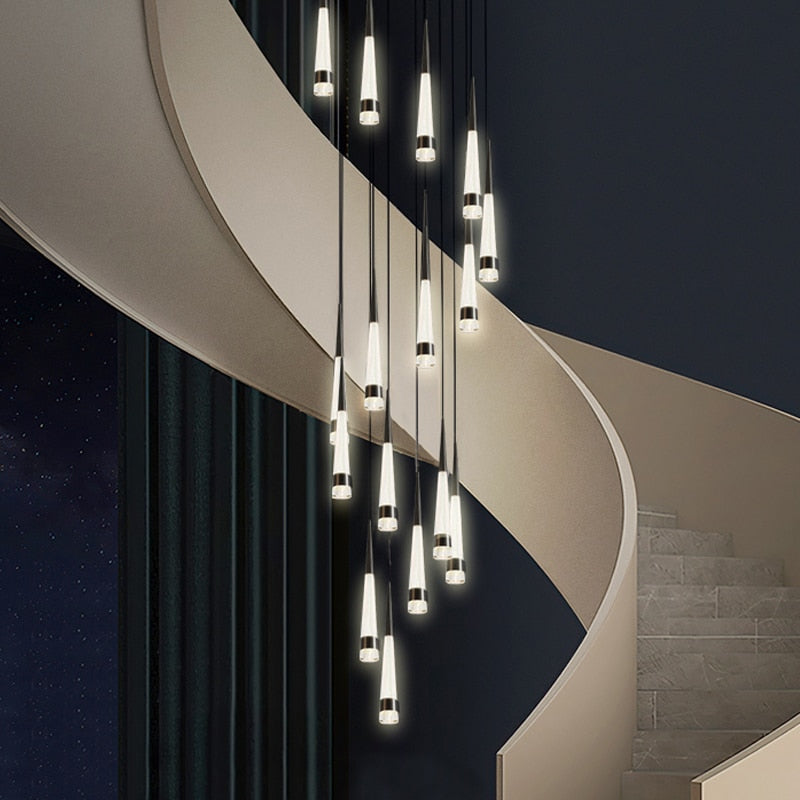 ChandeliersDecor.com-Staircase Chandelier-Spiral Cones: Staircase Chandelier - Elegant Lighting