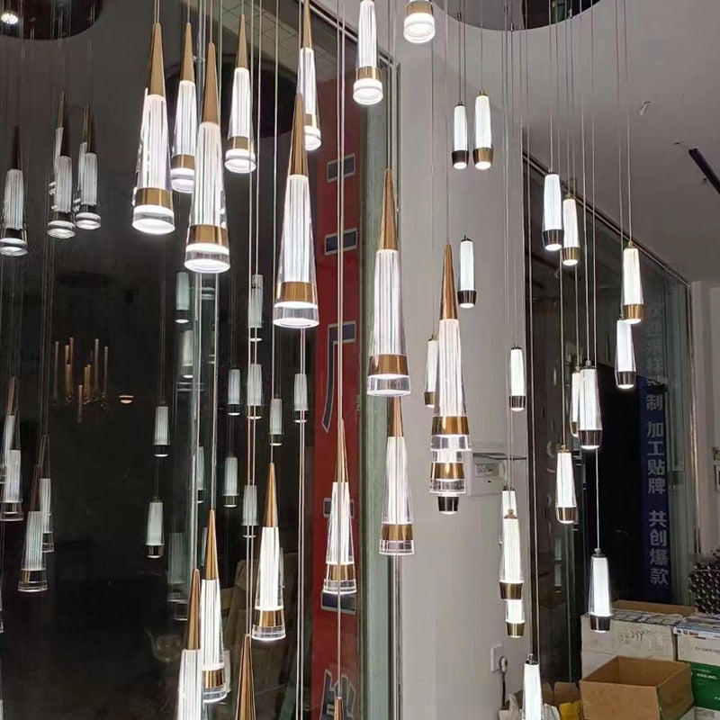 ChandeliersDecor.com-Staircase Chandelier-Spiral Cones: Staircase Chandelier - Elegant Lighting