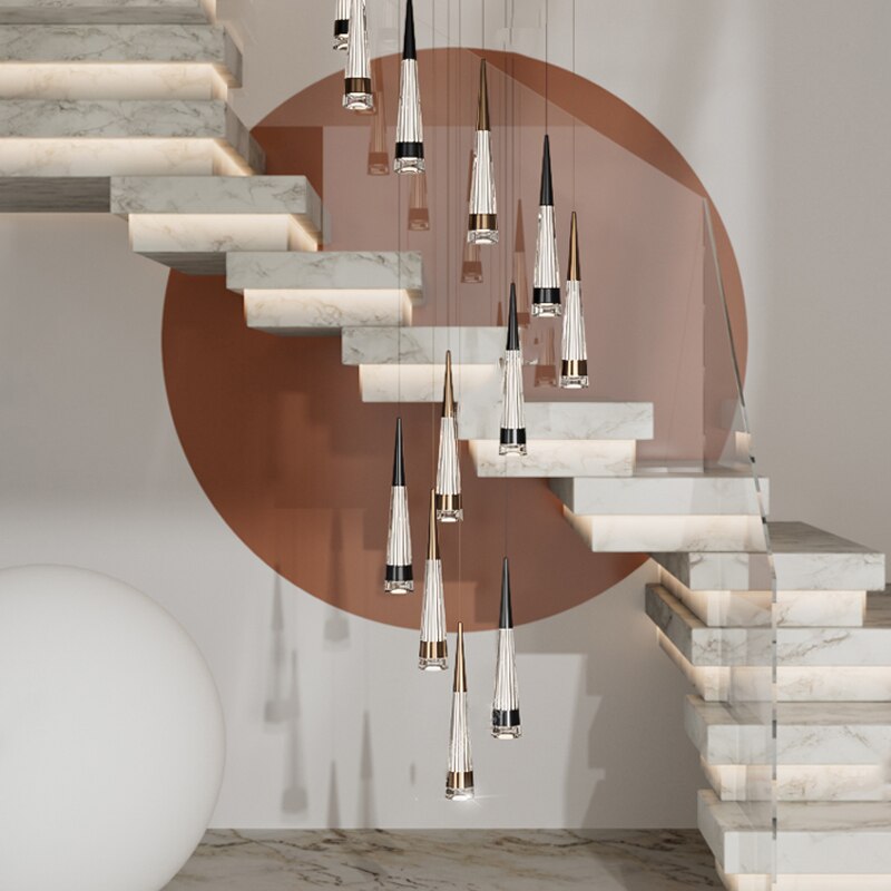 ChandeliersDecor.com-Staircase Chandelier-Spiral Cones: Staircase Chandelier - Elegant Lighting