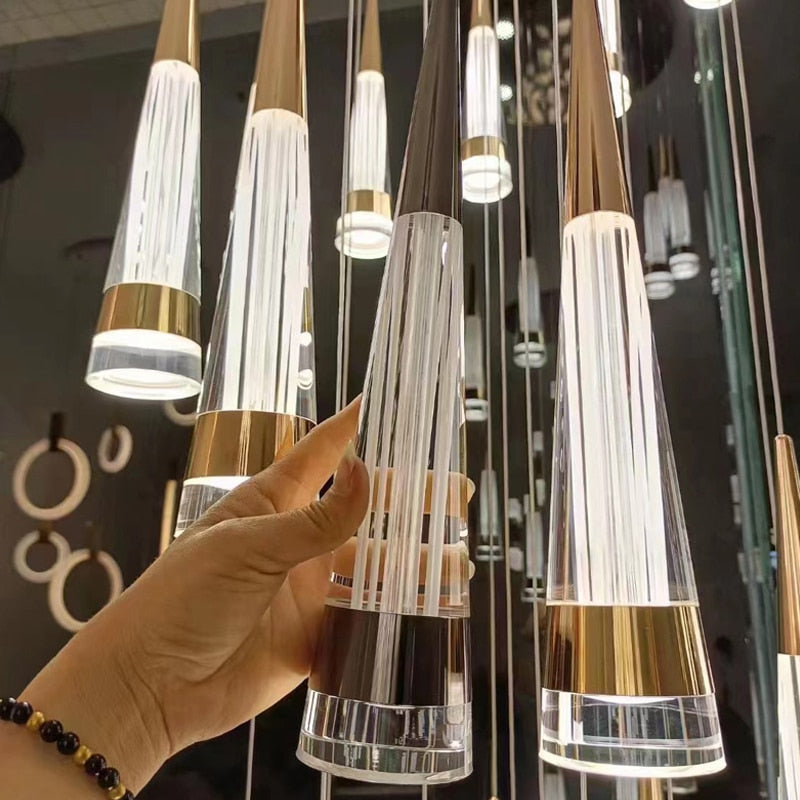ChandeliersDecor.com-Staircase Chandelier-Spiral Cones: Staircase Chandelier - Elegant Lighting
