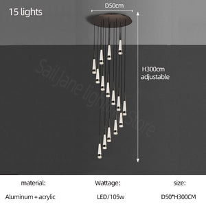 ChandeliersDecor.com-Staircase Chandelier-Spiral Cones: Staircase Chandelier - Elegant Lighting