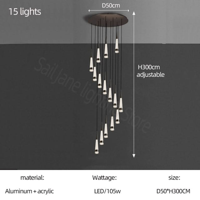 Spiral Cones: Staircase Chandelier - Elegant Lighting-ChandeliersDecor.com
