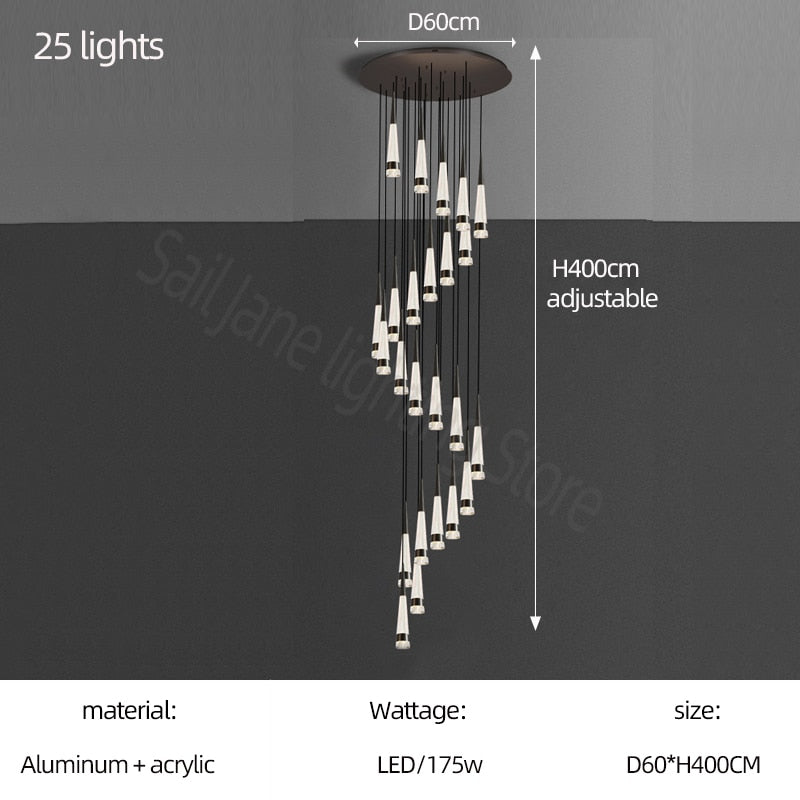 ChandeliersDecor.com-Staircase Chandelier-Spiral Cones: Staircase Chandelier - Elegant Lighting