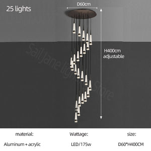 ChandeliersDecor.com-Staircase Chandelier-Spiral Cones: Staircase Chandelier - Elegant Lighting