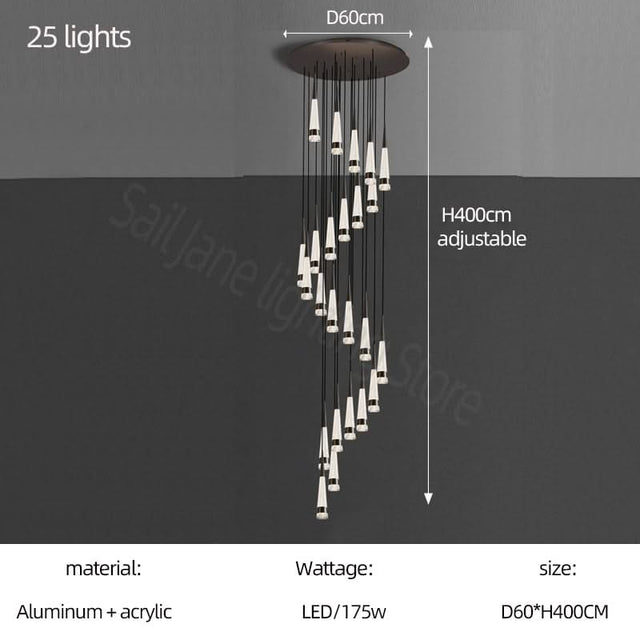 Spiral Cones: Staircase Chandelier - Elegant Lighting-ChandeliersDecor.com