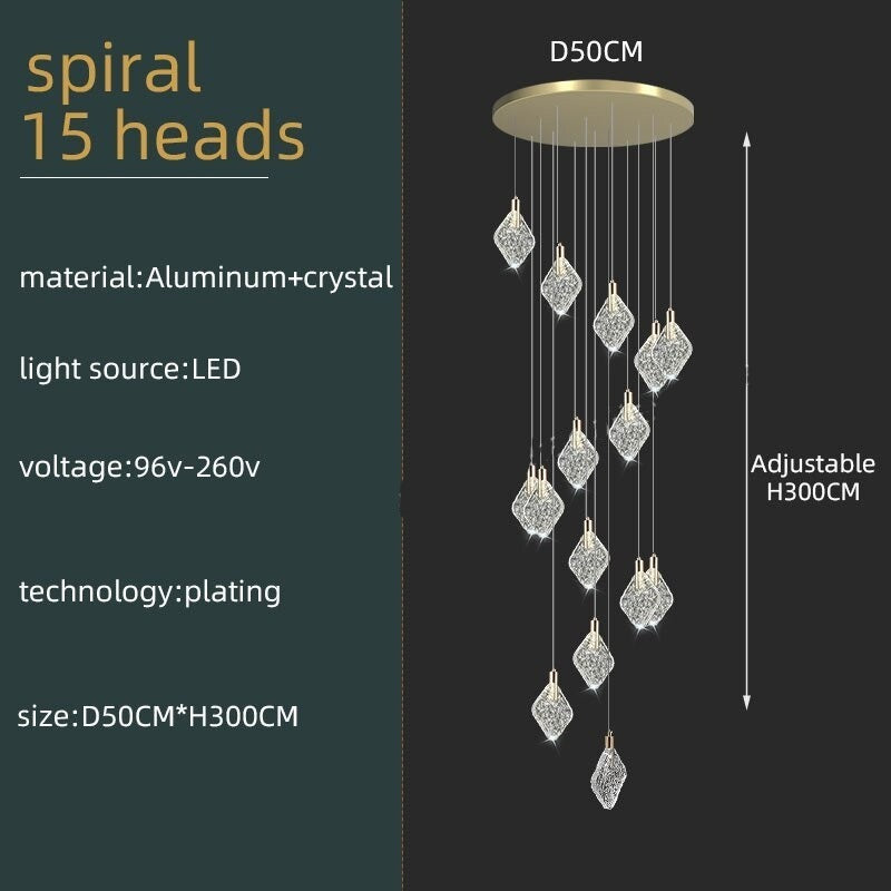 ChandeliersDecor.com-Staircase Chandelier-Square Crystal Pendant Chandelier - Exquisite Lightinging