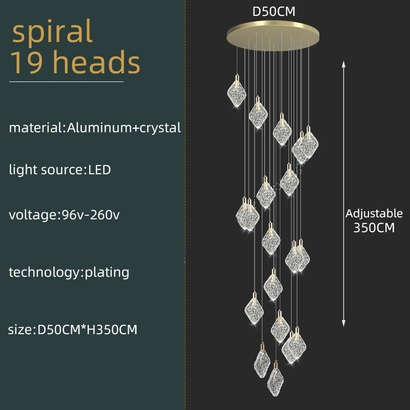 ChandeliersDecor.com-Staircase Chandelier-Square Crystal Pendant Chandelier - Exquisite Lightinging