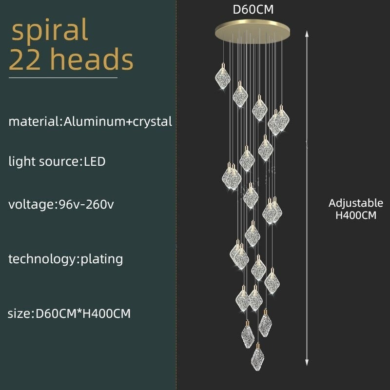 ChandeliersDecor.com-Staircase Chandelier-Square Crystal Pendant Chandelier - Exquisite Lightinging