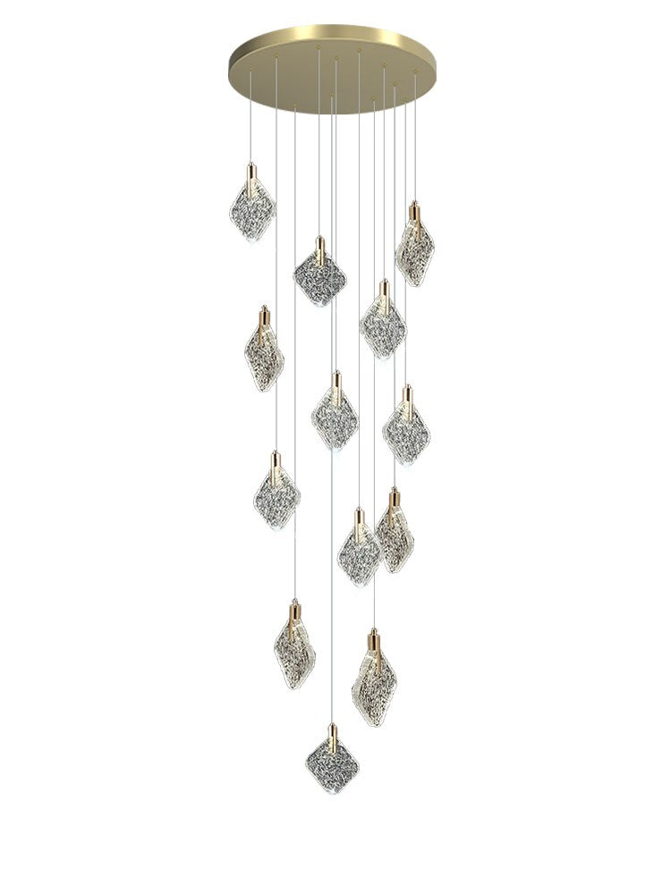 ChandeliersDecor.com-Staircase Chandelier-Square Crystal Pendant Chandelier - Exquisite Lightinging