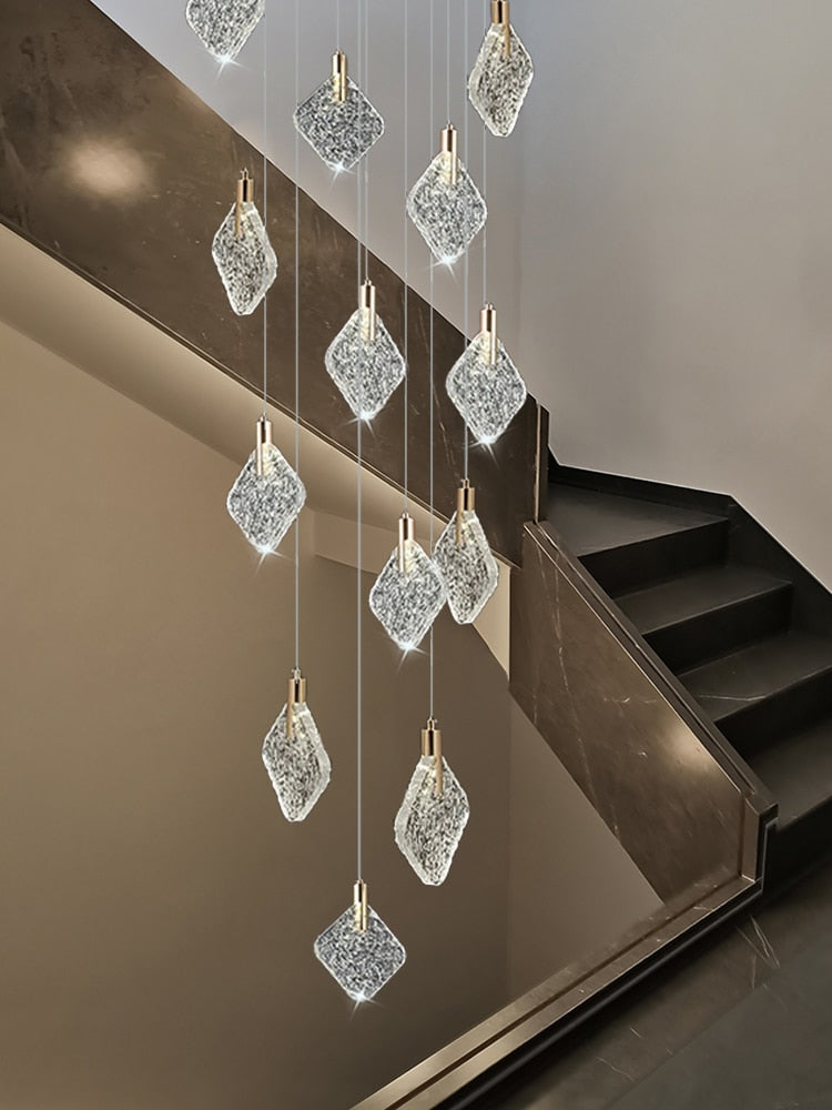 ChandeliersDecor.com-Staircase Chandelier-Square Crystal Pendant Chandelier - Exquisite Lightinging