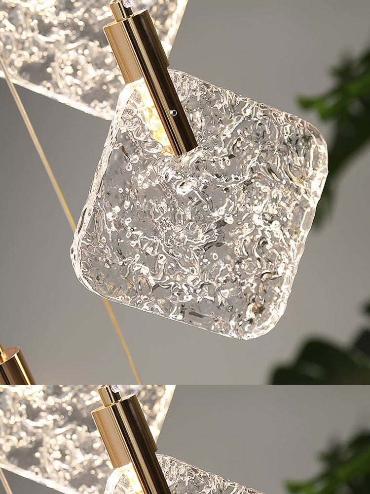 ChandeliersDecor.com-Staircase Chandelier-Square Crystal Pendant Chandelier - Exquisite Lightinging