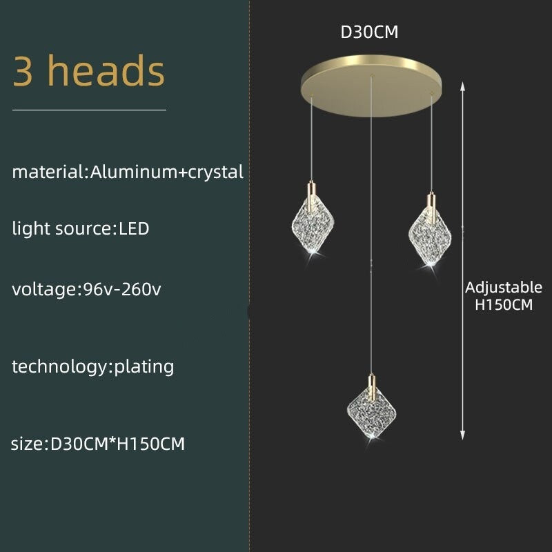 ChandeliersDecor.com-Staircase Chandelier-Square Crystal Pendant Chandelier - Exquisite Lightinging
