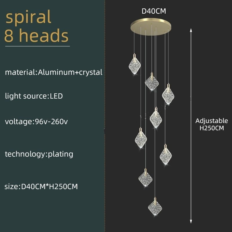 ChandeliersDecor.com-Staircase Chandelier-Square Crystal Pendant Chandelier - Exquisite Lightinging