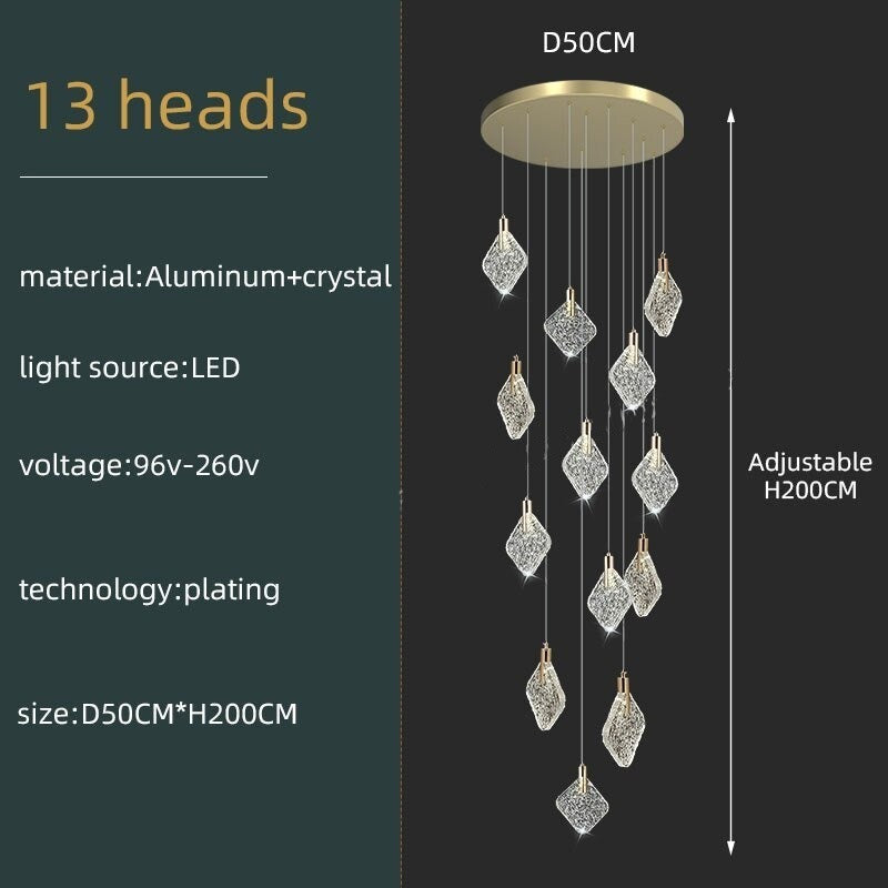 ChandeliersDecor.com-Staircase Chandelier-Square Crystal Pendant Chandelier - Exquisite Lightinging