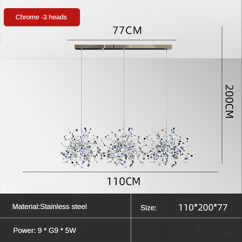 ChandeliersDecor.com-Kitchen Island-Stainless Steel Leaf Chandelier Lamp - Home Decor Lighting
