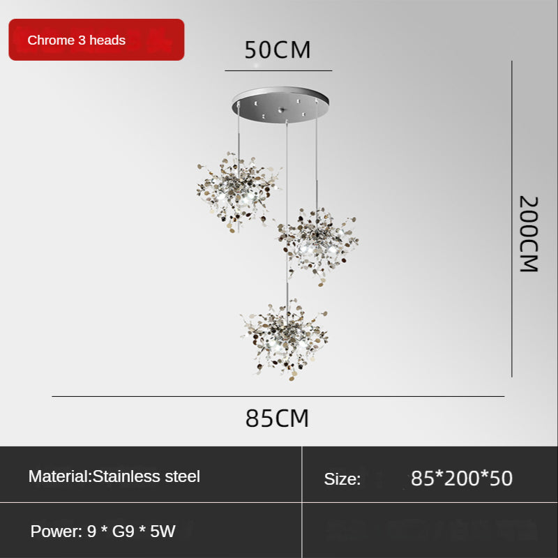 ChandeliersDecor.com-Kitchen Island-Stainless Steel Leaf Chandelier Lamp - Home Decor Lighting