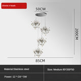 ChandeliersDecor.com-Kitchen Island-Stainless Steel Leaf Chandelier Lamp - Home Decor Lighting
