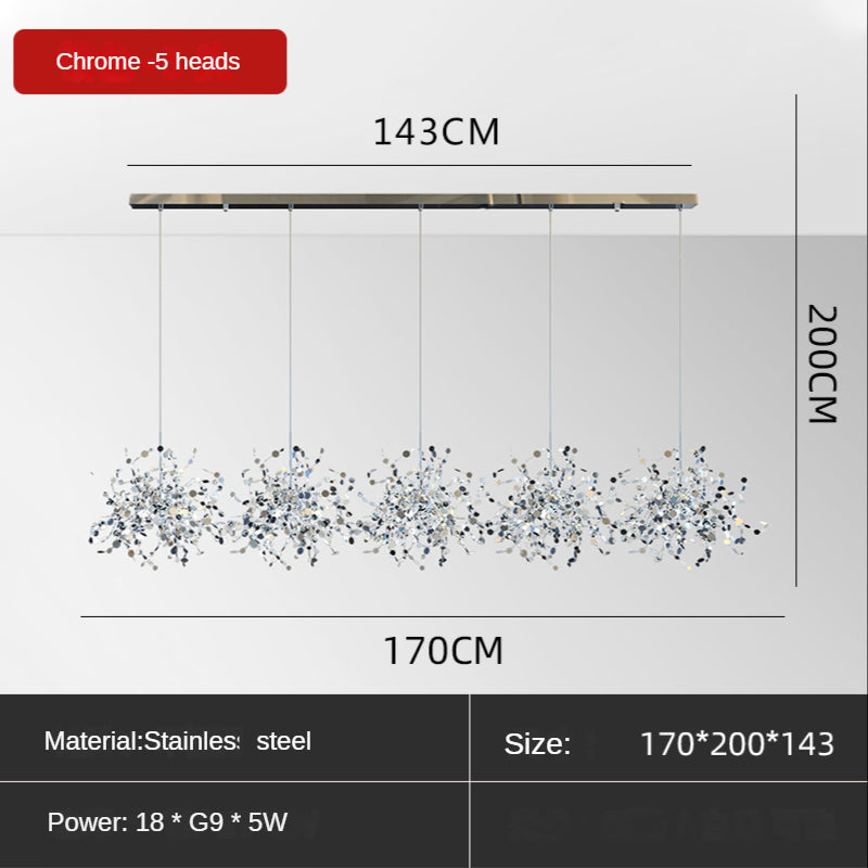 ChandeliersDecor.com-Kitchen Island-Stainless Steel Leaf Chandelier Lamp - Home Decor Lighting