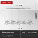 ChandeliersDecor.com-Kitchen Island-Stainless Steel Leaf Chandelier Lamp - Home Decor Lighting