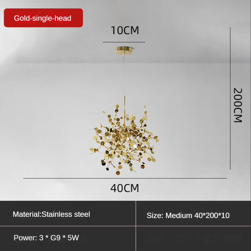 ChandeliersDecor.com-Kitchen Island-Stainless Steel Leaf Chandelier Lamp - Home Decor Lighting