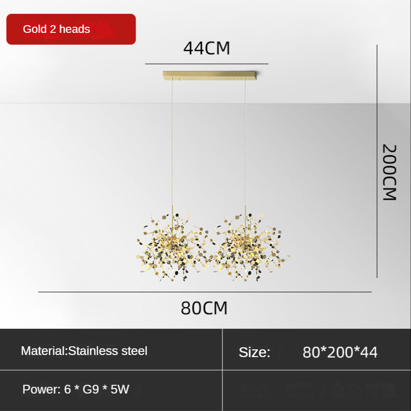 ChandeliersDecor.com-Kitchen Island-Stainless Steel Leaf Chandelier Lamp - Home Decor Lighting