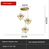 ChandeliersDecor.com-Kitchen Island-Stainless Steel Leaf Chandelier Lamp - Home Decor Lighting