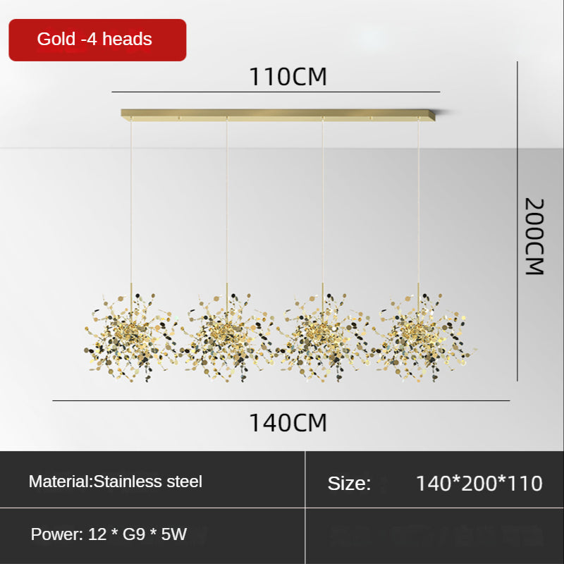 ChandeliersDecor.com-Kitchen Island-Stainless Steel Leaf Chandelier Lamp - Home Decor Lighting