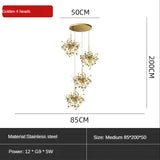 ChandeliersDecor.com-Kitchen Island-Stainless Steel Leaf Chandelier Lamp - Home Decor Lighting