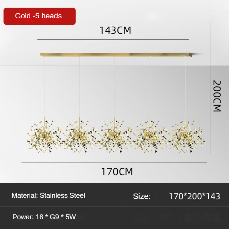 ChandeliersDecor.com-Kitchen Island-Stainless Steel Leaf Chandelier Lamp - Home Decor Lighting