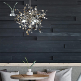 ChandeliersDecor.com-Kitchen Island-Stainless Steel Leaf Chandelier Lamp - Home Decor Lighting