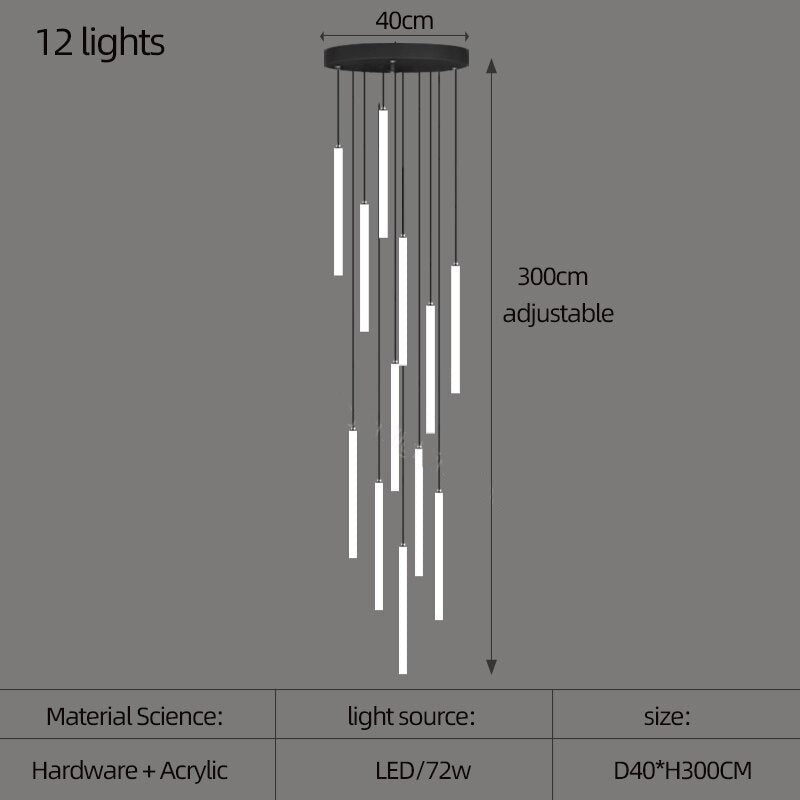 ChandeliersDecor.com-Staircase Chandelier-Strip Cylinders Chandelier - Sleek & Modern Lighting