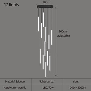 ChandeliersDecor.com-Staircase Chandelier-Strip Cylinders Chandelier - Sleek & Modern Lighting