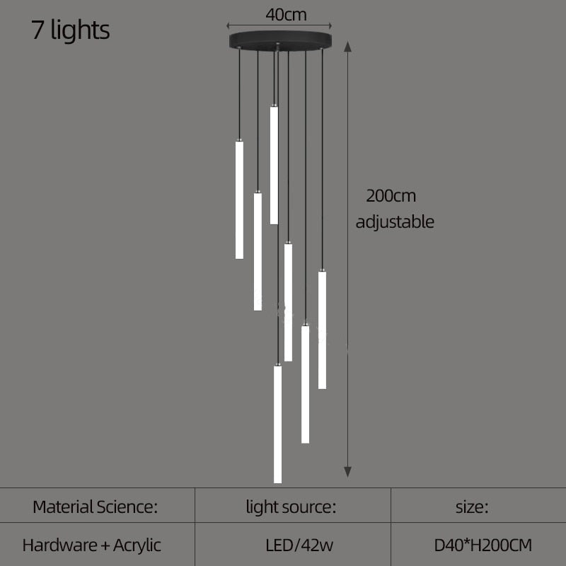 ChandeliersDecor.com-Staircase Chandelier-Strip Cylinders Chandelier - Sleek & Modern Lighting