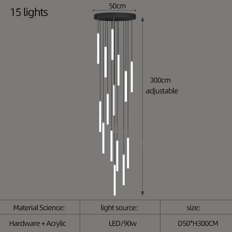 ChandeliersDecor.com-Staircase Chandelier-Strip Cylinders Chandelier - Sleek & Modern Lighting