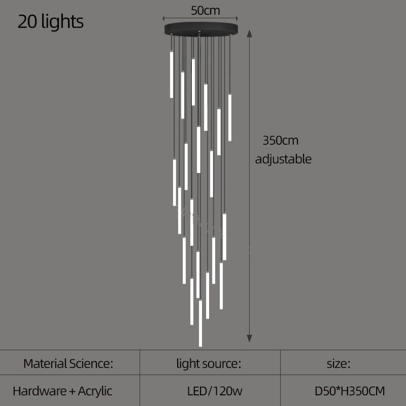 ChandeliersDecor.com-Staircase Chandelier-Strip Cylinders Chandelier - Sleek & Modern Lighting