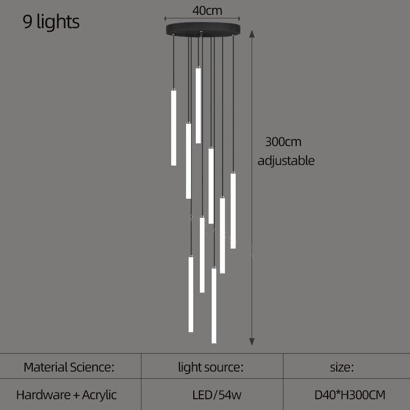 ChandeliersDecor.com-Staircase Chandelier-Strip Cylinders Chandelier - Sleek & Modern Lighting