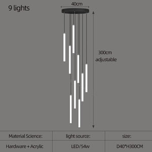 ChandeliersDecor.com-Staircase Chandelier-Strip Cylinders Chandelier - Sleek & Modern Lighting