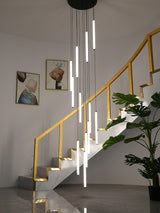 ChandeliersDecor.com-Staircase Chandelier-Strip Cylinders Chandelier - Sleek & Modern Lighting