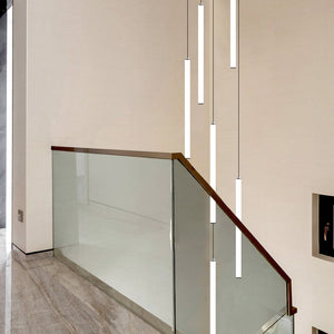 ChandeliersDecor.com-Staircase Chandelier-Strip Cylinders Chandelier - Sleek & Modern Lighting